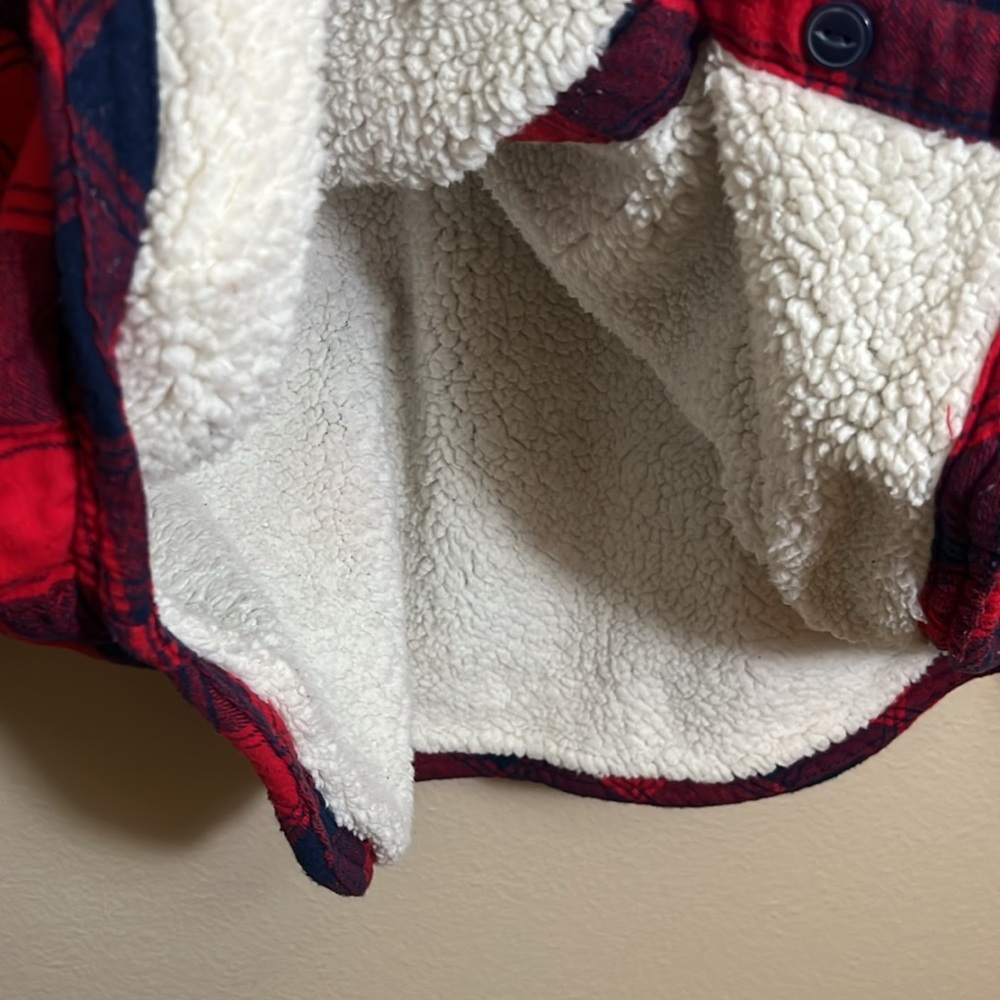 Boston Traders Red Navy Plaid Hooded Fleece Lined Jacket - Picture 4 of 9